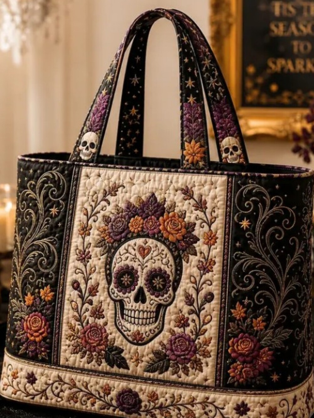 Day of The Dead Sugar Skull Tote Bag